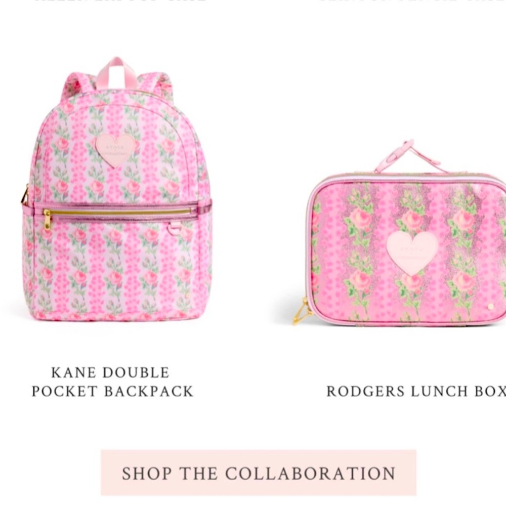 LOVESHACKFANCY STATE BACKPACK LUNCH BOX BLOOMING HEIRLOOM STRAWBERRY MACAROON - Picture 1 of 2